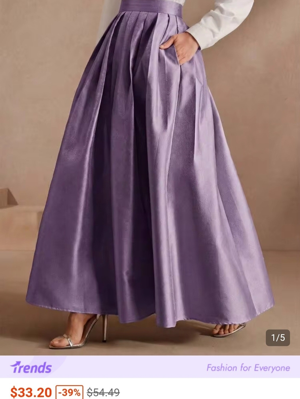 Elegant Lavender Maxi Pleated Skirt